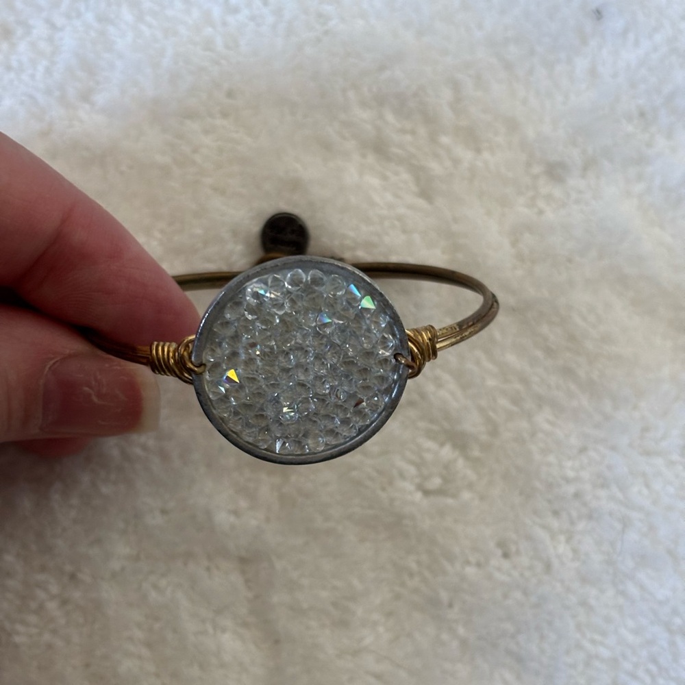 Luca & Danni wire wrap bracelet with crystal disc detail